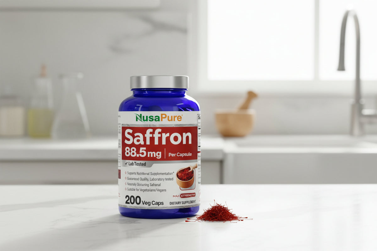 NusaPure Saffron Extract 88.5mg 200 Veggie Caps (Vegetarian, Non-GMO, Vegan)