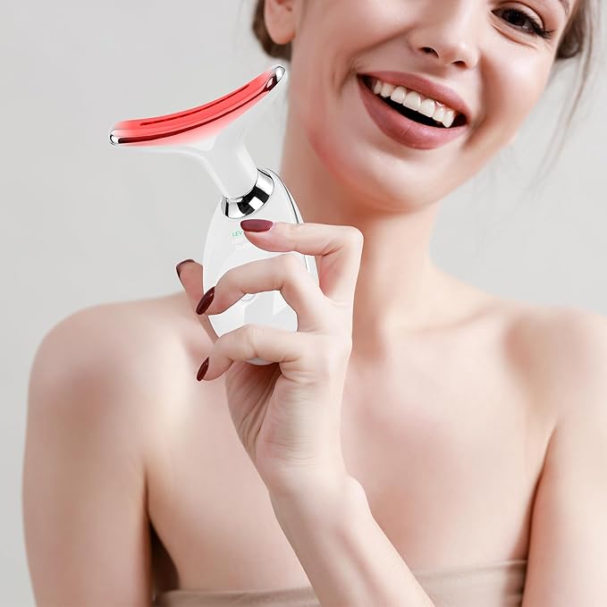 Facial Massager Red-Light-Therapy-for-Face and Neck, Face 𝖲 culpting Wand with 7 Color (Light White)