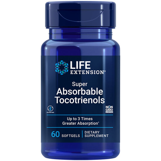 Life Extension Super Absorbable Tocotrienols 60 Softgels | EVNol SupraBio Vitamin E | Non-GMO