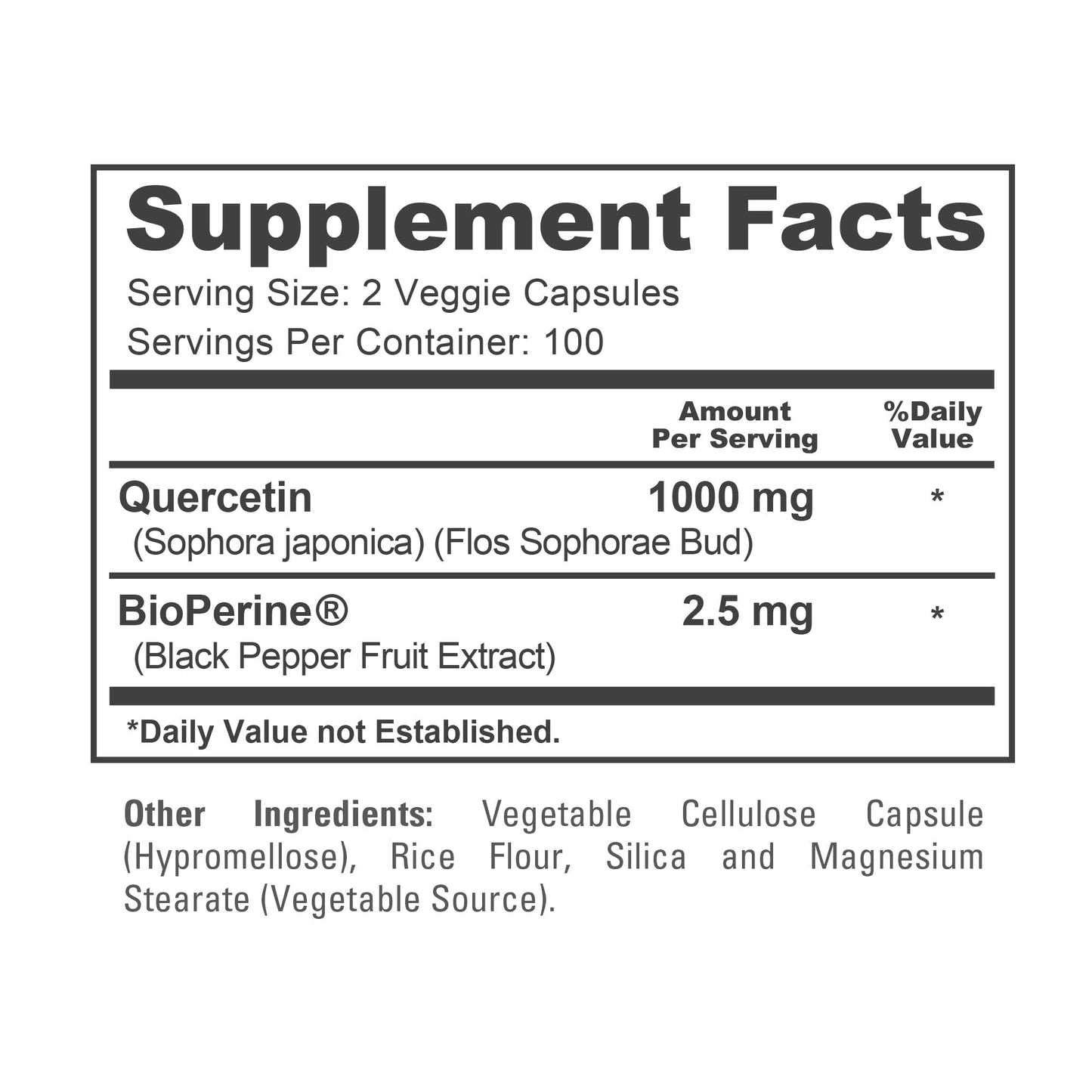 NusaPure Quercetin - Suitable for Vegetarian/Vegan, Non - GMO - 1000 mg - 200 Capsules