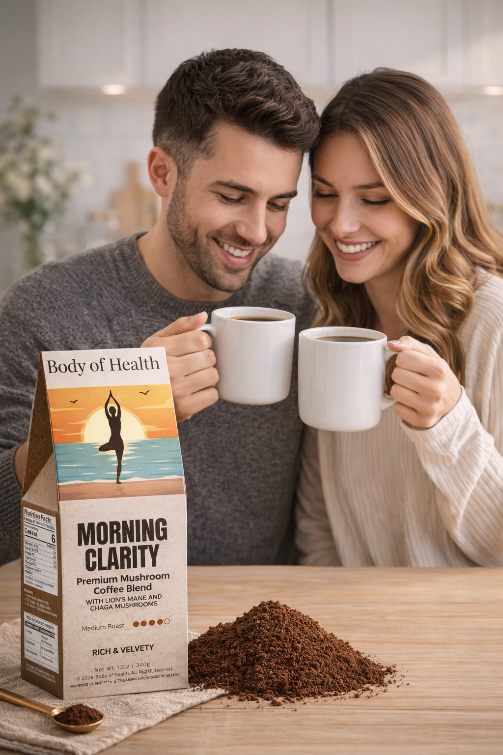 ‘MORNING CLARITY Premium Mushroom Coffee Blend' with Lion's Mane and Chaga mushrooms